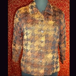 ERIN brown artsy tweed 3/4 sleeve blouse PS 💥